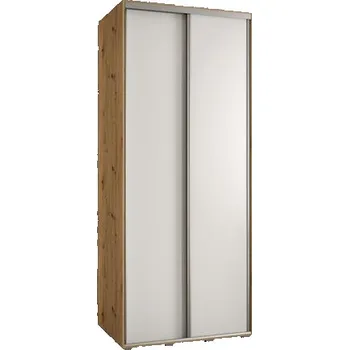 Šatní skříň Šatní skříň s posuvnými dveřmi DAVOS 120cm | DUB Artisan / bílá / stříbrné