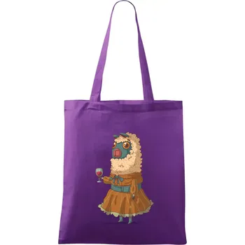 Alpaka s vínem žena - Taška bavlněná - 42 x 38 cm ( Fialová )