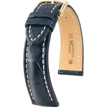 Módní doplněk Kožený řemínek Hirsch Capitano L 04807089-1, modrý, aligátoří kůže, délka L, Quick Release - 20 mm