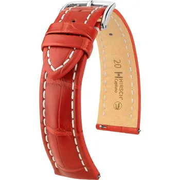 Módní doplněk Kožený řemínek Hirsch Capitano L 04807029-2, červený, aligátoří kůže, délka L, Quick Release - 21 mm
