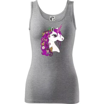 Dámské oblečení Vánoční jednorožec - Dámské tílko - S ( Tmavě šedý melír )