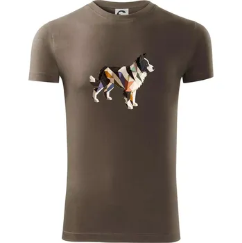 Pánské tričko Border colie slepená z papíru - Viper FIT - Pánské zůžené tričko - L ( Army )