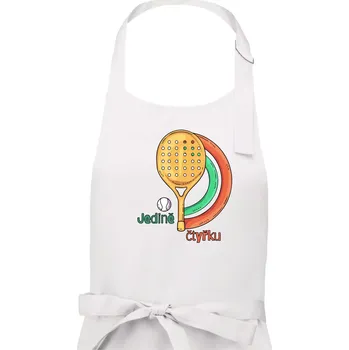 Kuchyňská zástěra Padel jedině čtyřku - Dámská zástěra na vaření - Univerzální velikost ( Bílá )