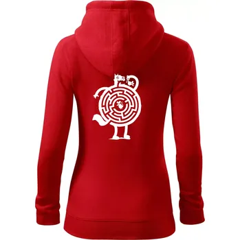 Dámská mikina Kočka a myš bludiště - Dámská mikina trendy zipper s kapucí - S ( Červená )