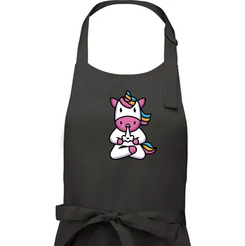 Kuchyňská zástěra Yoga funící jednorožec - Pánská zástěra na vaření - Univerzální velikost ( Dřevěné uhlí )