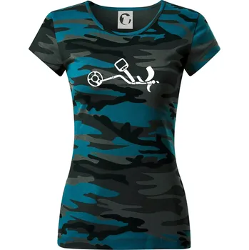 Detektor na hledání kovů - Dámské maskáčové triko - S ( Petrolejová maskáč )