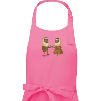Kuchyňská zástěra Alpaky s vínem pár - Pánská zástěra na vaření - Univerzální velikost ( Růžová )