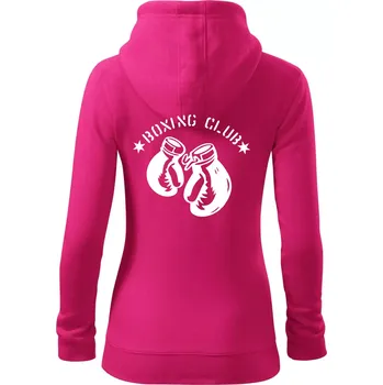 Dámská mikina Boxing club nápis - Dámská mikina trendy zipper s kapucí - 2XL ( Purpurová )