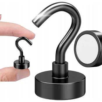 Věšák Magnet HÁK E16 Háček Držák Úchyt s hákem Silný Černý