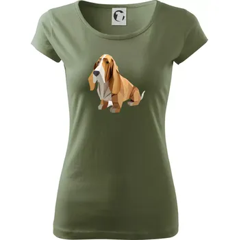 Dámské tričko Baset slepený z papíru - Dámské triko Pure - S ( Khaki )