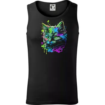 Obrázek kočky v roztřiknuté barvě - Tílko pánské Core - L ( Černá )