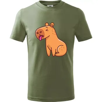 Unavená kapybara - Tričko dětské bavlněné - 104-110cm / 3-4 roky ( Khaki )
