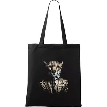 Nákupní taška Gepard v obleku - Taška bavlněná - 42 x 38 cm ( Černá )