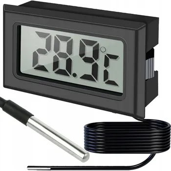 Domácí teploměr Teploměr Vergionic ELEKTRONICKÝ TEPLOMĚR SE SONDOU DO VODY A POKOJOVÝ, ČERNÝ