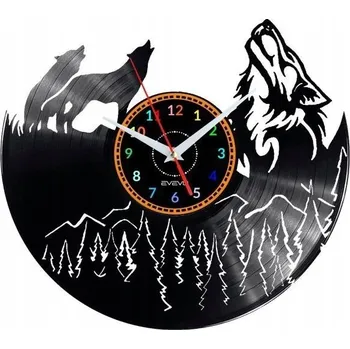 Hodiny VLK NÁSTĚNNÉ HODINY DEKORATIVNÍ MODERNÍ VINYLOVÁ DESKA