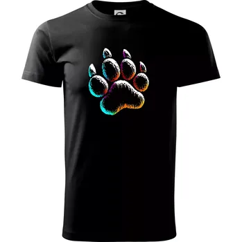 Pánské tričko Psí tlapka duhová - Triko extra velké (5-8XL) - 8XL ( Černá )