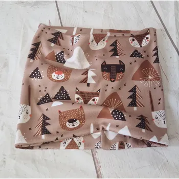 Flísový nákrčník Yháček, Lišky a medvědi caffé