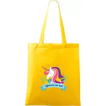 Unicorns are real duhový - Taška bavlněná - 42 x 38 cm ( Žlutá )