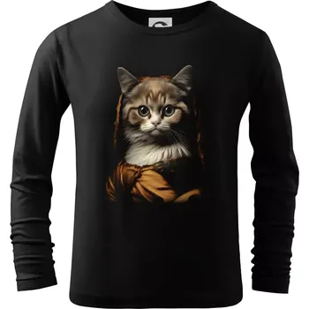 Chlapecké tričko Kočka Lisa - Triko dětské Long Sleeve - 122 cm/6 let ( Černá )
