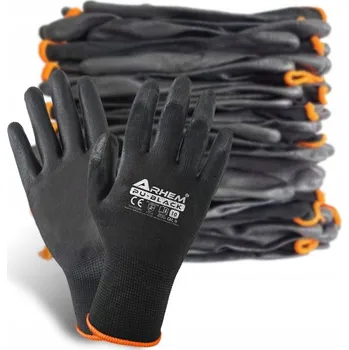 Pracovní rukavice Rukavice Arhem PU černé, velikost 8 - M, 12 párů