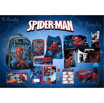Školní batoh Školní sada Spiderman zvýhodněný školní set 15 ks batoh, dvoupatrový penál a doplňky 3710031/015