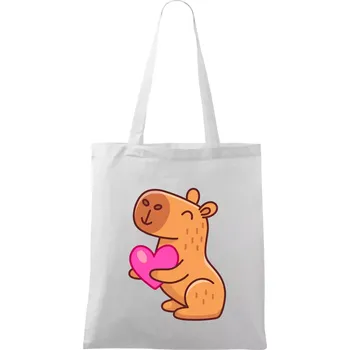 Nákupní taška Zamilovaná kapybara - Taška bavlněná - 42 x 38 cm ( Bílá )