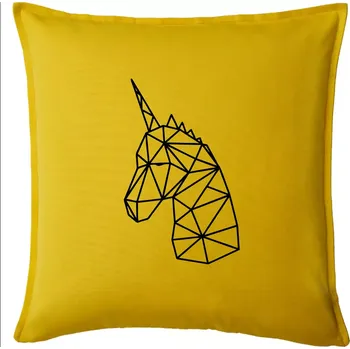 Polštář Geometrie - Jednorožec - Polštář 50x50 - 50x50 - Pouze potah ( Žlutá )