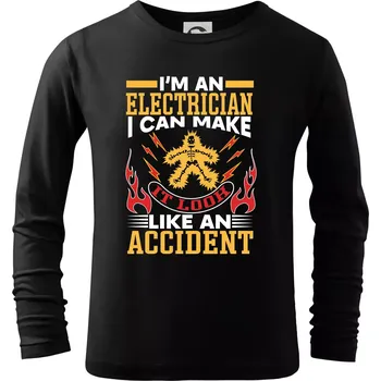 Chlapecké tričko Elektrikář - úraz proudem - Triko dětské Long Sleeve - 122 cm/6 let ( Černá )