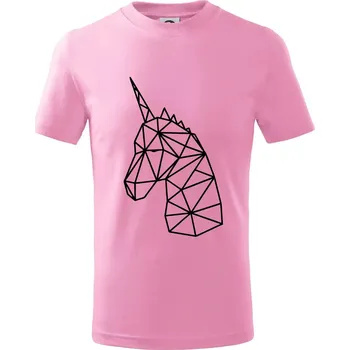 Chlapecké tričko Geometrie - Jednorožec - Tričko dětské bavlněné - 158 cm/12 let ( Růžová )