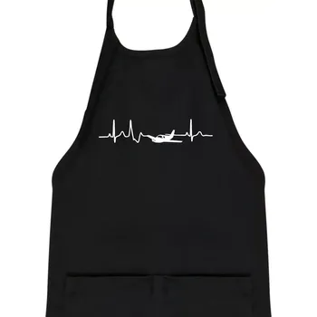 Kuchyňská zástěra EKG letadlo - Dětská zástěra na vaření - Univerzální velikost ( Černá )