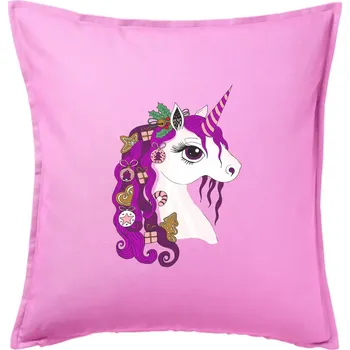 Polštář Vánoční jednorožec - Polštář 50x50 - 50x50 - Pouze potah ( Růžová )