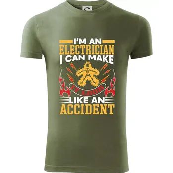 Elektrikář - úraz proudem - Viper FIT - Pánské zůžené tričko - 2XL ( Khaki )