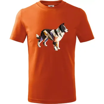 Border colie slepená z papíru - Tričko dětské bavlněné - 98 cm / 2 roky ( Oranžová )