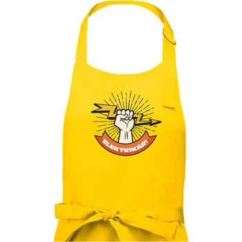 Kuchyňská zástěra Elektrikář blesk - Pánská zástěra na vaření - Univerzální velikost ( Žlutá )
