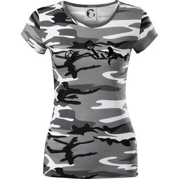 Dámské tričko Detektor na hledání kovů - Dámské maskáčové triko - 2XL ( Šedý maskáč )