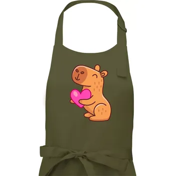 Kuchyňská zástěra Zamilovaná kapybara - Dámská zástěra na vaření - Univerzální velikost ( Khaki )