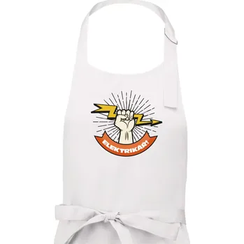 Kuchyňská zástěra Elektrikář blesk - Dámská zástěra na vaření - Univerzální velikost ( Bílá )