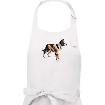 Kuchyňská zástěra Border colie slepená z papíru - Pánská zástěra na vaření - Univerzální velikost ( Bílá )