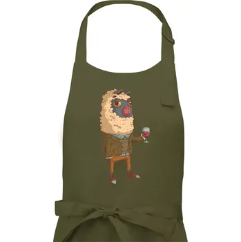 Kuchyňská zástěra Alpaka s vínem muž - Dámská zástěra na vaření - Univerzální velikost ( Khaki )
