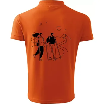 Pánská košile Kreslený pár na výletě - Polokošile pánská Pique Polo 203 - 3XL ( Oranžová )