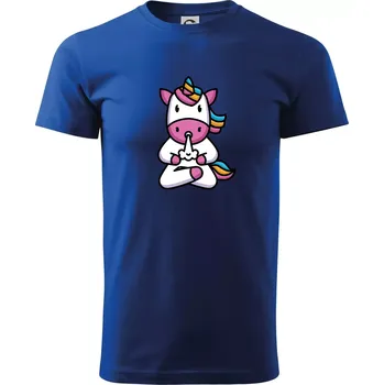 Pánské tričko Yoga funící jednorožec - Triko extra velké (5-8XL) - 7XL ( Královská modrá )