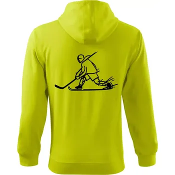 Pánská mikina Kreslený hokejista tučnou fixou - Mikina s kapucí na zip trendy zipper - 3XL ( Limetková )