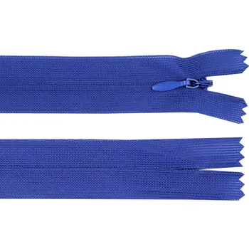 Zip Spirálový zip skrytý No 3 délka 65 cm dederon, malé, 340 modrá královská