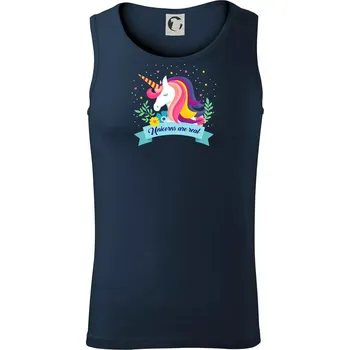 Unicorns are real duhový - Tílko pánské Core - XL ( Námořní modrá (téměř černá) )
