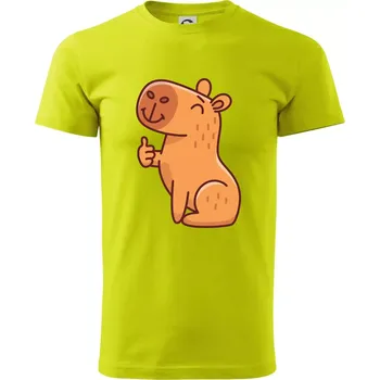 Kapybara s palcem nahoru - Klasické pánské triko vyšší gramáže - M ( Limetková )