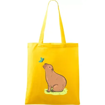 Kapybara a motýlek - Taška bavlněná - 42 x 38 cm ( Žlutá )