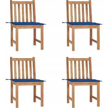 Zahradní židle, 4 ks, s polštáři, masivní teakové dřevo