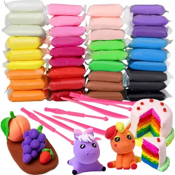 Modelovací hmota Pěnová Plastelína 12 barev se špachtlemi, 48 sáčků