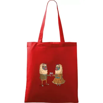 Alpaky s vínem pár - Taška bavlněná - 42 x 38 cm ( Červená )