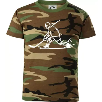 Chlapecké tričko Kreslený hokejista tučnou fixou - Dětské maskáčové triko - 146 cm/10 let ( Hnědý maskáč )